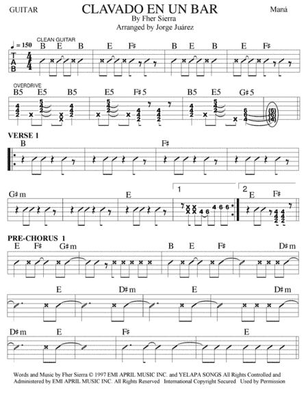 Clavado En Un Bar (arr. Jorge Juárez)