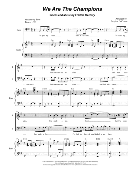 We Are The Champions (arr. Stephen DeCesare)