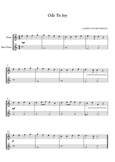 Beethoven - Ode to Joy for Flute and Bass Flute (Easy) (arr. Cássio Silva Chaves)