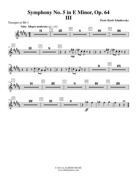 ?Tchaikovsky? Symphony No. 5, Movement III - Trumpet in Bb 1 (Transposed Part), Op. 64 (arr. Doug Clyde)