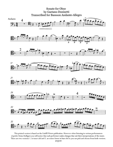 Donizetti Sonata for Bassoon (arr. DavidJHare)