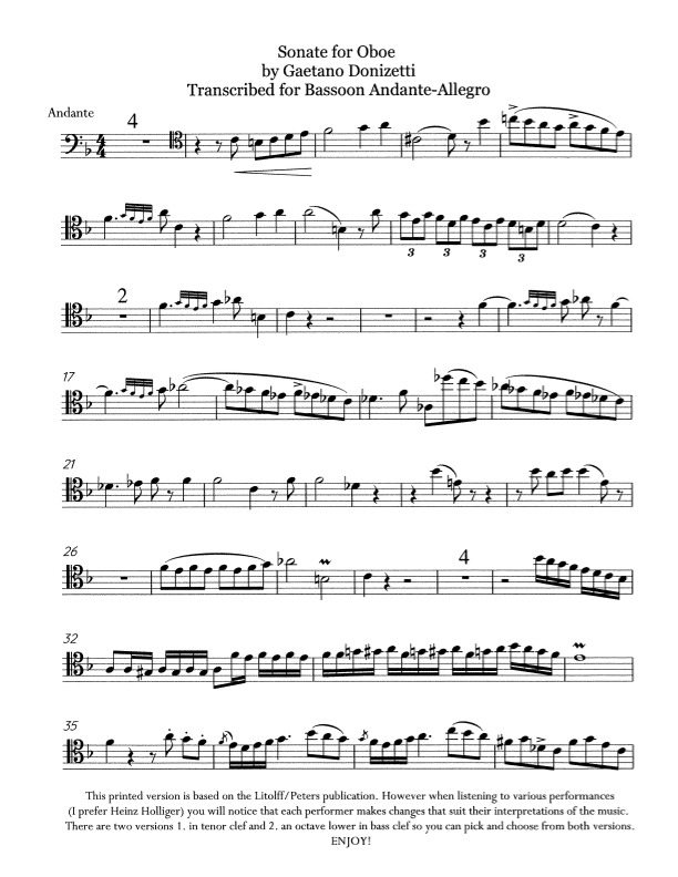 Donizetti Sonata for Bassoon (arr. DavidJHare)