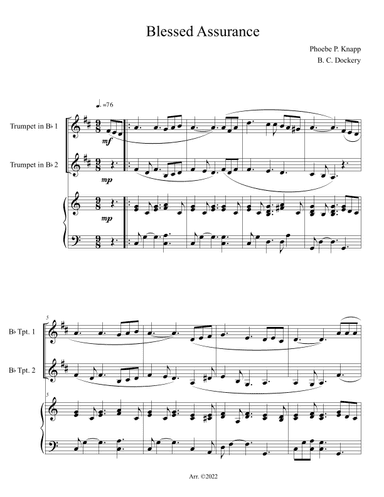 Blessed Assurance (Trumpet Duet with Piano Accompaniment) (arr. B. C. Dockery)
