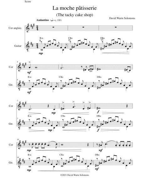 La moche pâtisserie (The tacky cake shop) for cor anglais and guitar