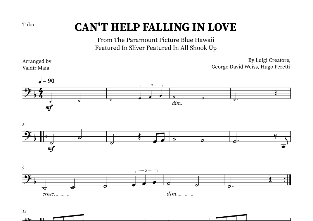 Can't Help Falling In Love (arr. Valdir Maia)