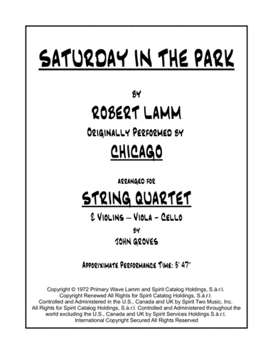 Saturday In The Park (arr. John Groves)