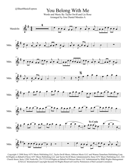 You Belong With Me (arr. Jose Daniel Morales A.)
