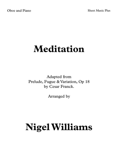 Meditation (Opus 18), for Oboe and Piano (arr. Nigel Williams)