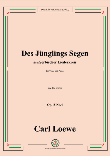 Loewe-Des Junglings Segen,in e flat minor,Op.15 No.4 (arr. OSM Press)