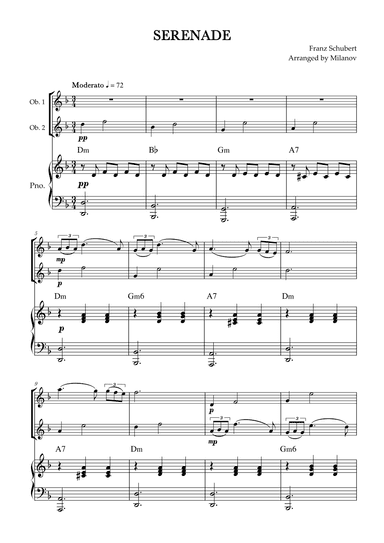 Serenade | Schubert | Oboe duet and piano | Chords (arr. Milanov)