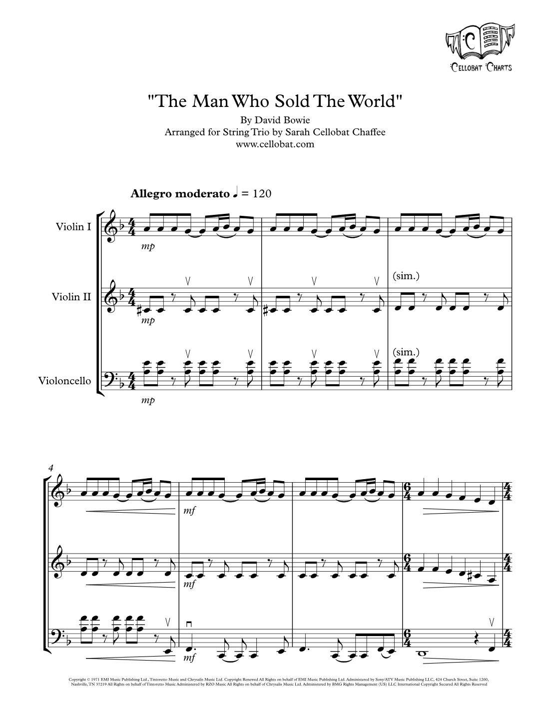 The Man Who Sold The World (arr. Sarah Cellobat Chaffee)