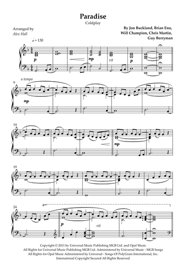 Paradise (arr. Alex Hall)