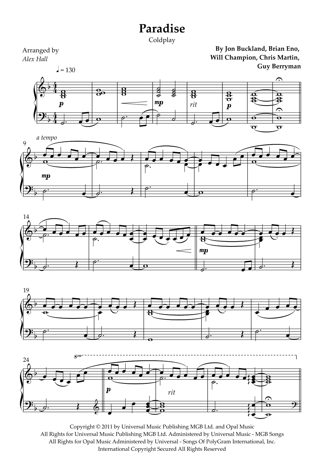 Paradise (arr. Alex Hall)