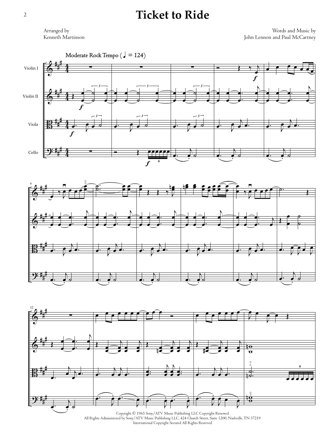Ticket To Ride (arr. Kenneth Martinson)