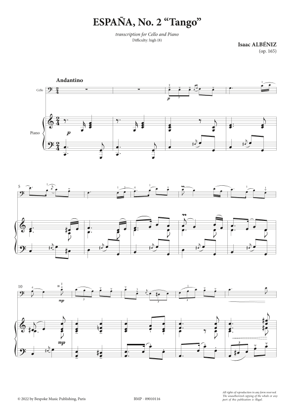 Espana n°2 - Tango - Cello (arr. BMP)
