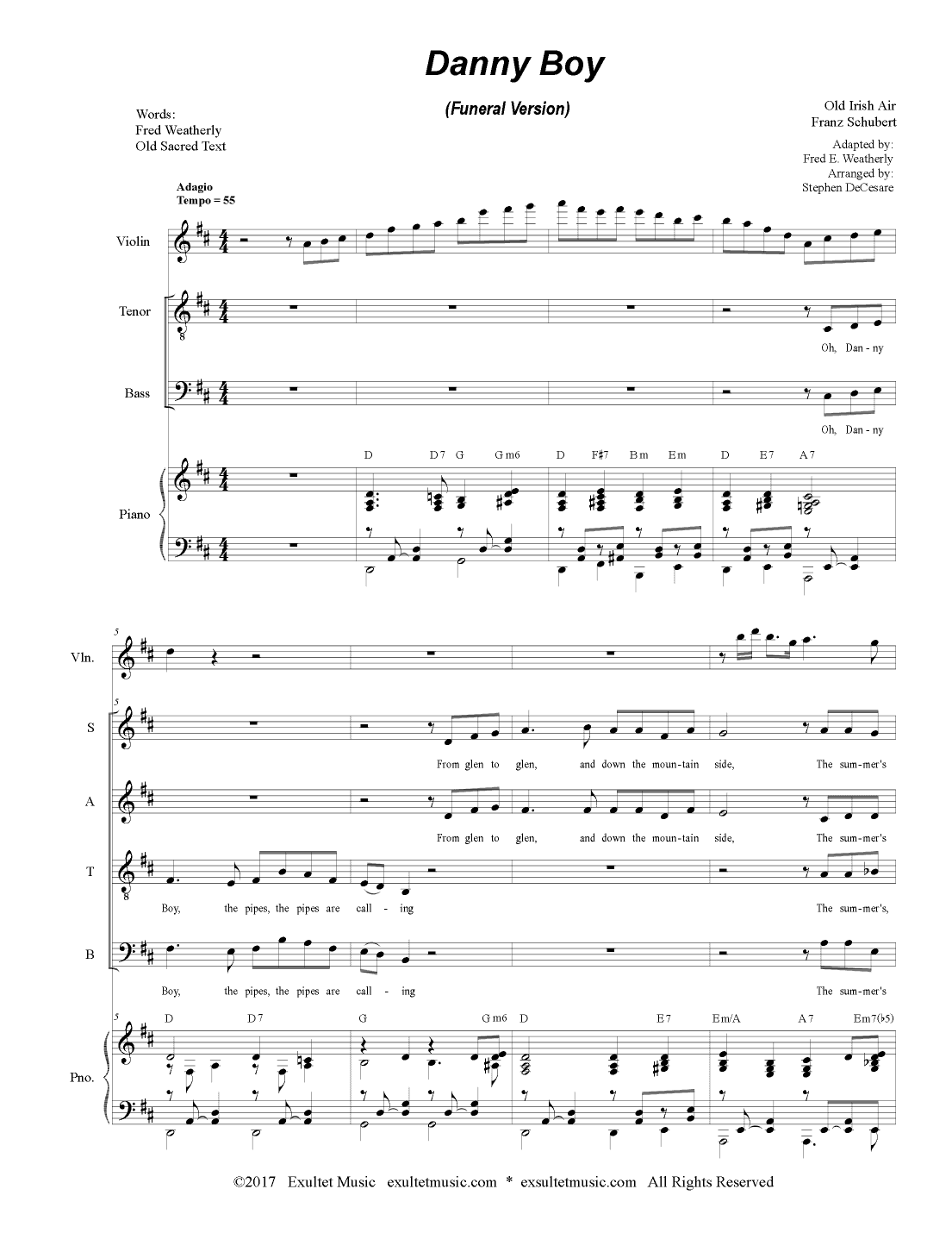 Danny Boy (Funeral Version) (SATB) (arr. Stephen DeCesare)