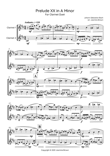 Prelude XX in A Minor - Clarinet Duet (arr. Jasmine Brown)