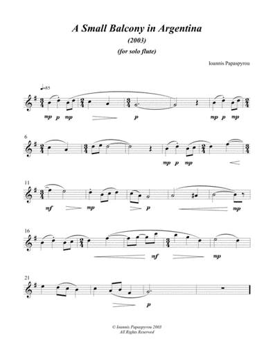 "A Small Balcony in Argentina" (2003), for solo flute