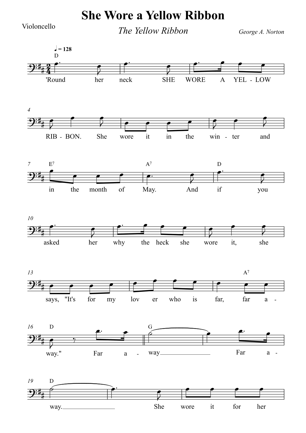 She Wore a Yellow Ribbon (arr. Wesley S. SIlva)