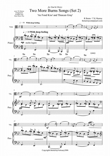 Burns Songs - Set 2 - Viola & Piano - TK Murray