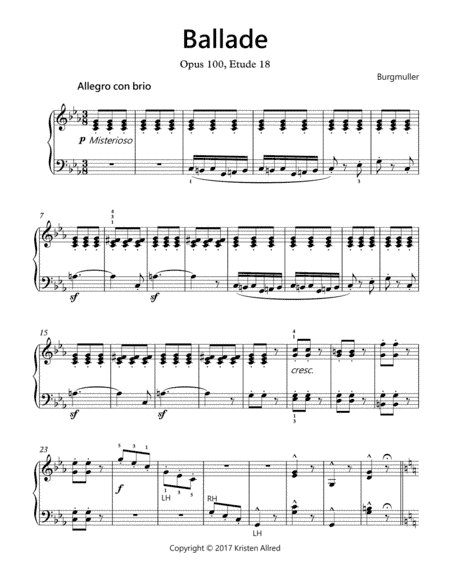 Ballade in C Minor - Opus 100, Etude #18 (arr. Kristen Allred)