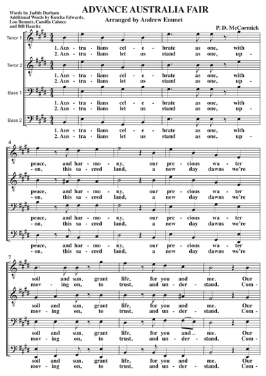 Advance Australia Fair (newer lyrics) A Cappella TTBB (arr. Andrew Emmet)