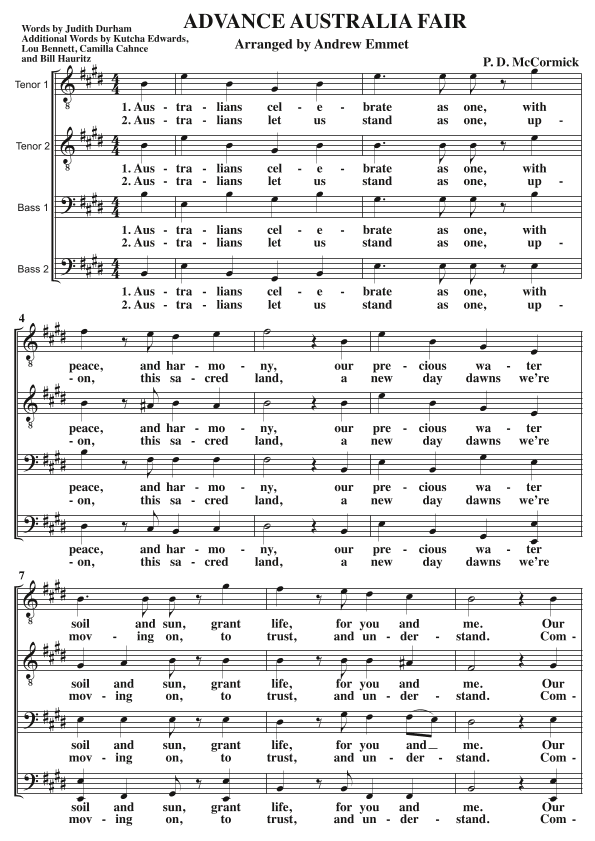 Advance Australia Fair (newer lyrics) A Cappella TTBB (arr. Andrew Emmet)