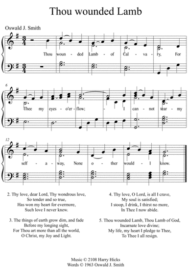 Thou wounded Lamb. A new tune to a wonderful Oswald Smith poem.