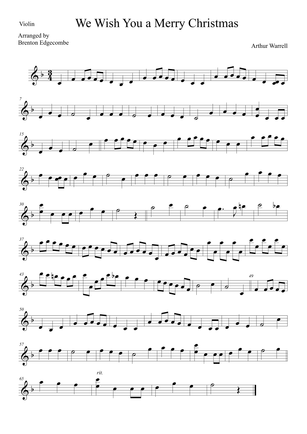 We Wish You a Merry Christmas (arr. Brenton Edgecombe)