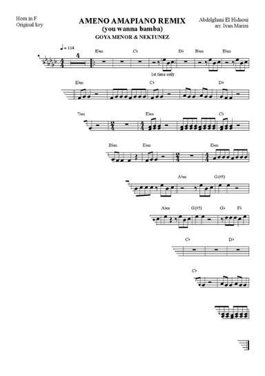 Ameno Amapiano Remix (you Wanna Bamba) (arr. Ivan Marini)