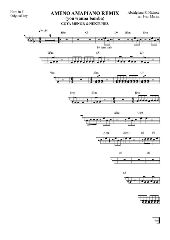 Ameno Amapiano Remix (you Wanna Bamba) (arr. Ivan Marini)