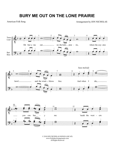 Bury Me Out On The Lone Prairie (arr. Jon Nicholas)
