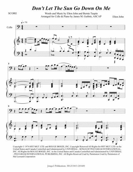 Don't Let The Sun Go Down On Me (arr. James M. Guthrie, ASCAP)