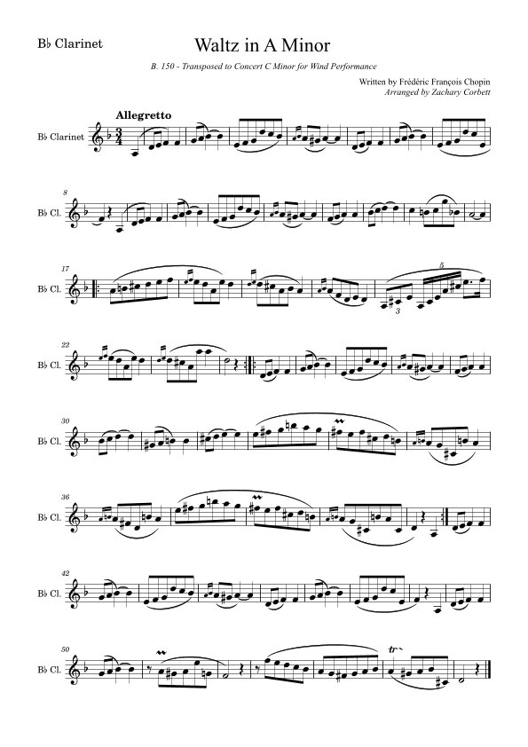 Waltz in A Minor B150 (arr. Zachary Corbett)
