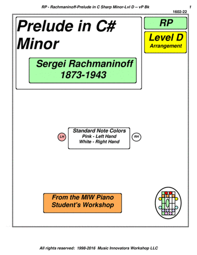Rachmaninov - Level D - Prelude in C# Minor Arr. - (Key Map Tablature) (arr. John M. Honeycutt)