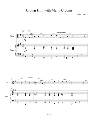 Crown Him with Many Crowns (Viola Solo with Piano Accompaniment) (arr. B. C. Dockery)