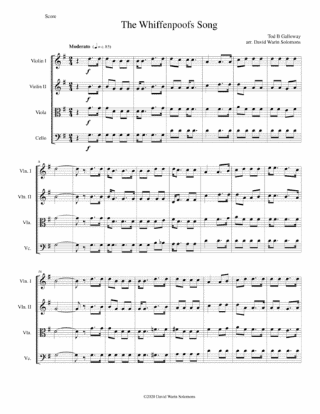 The Whiffenpoofs song arranged for string quartet (arr. David Warin Solomons)