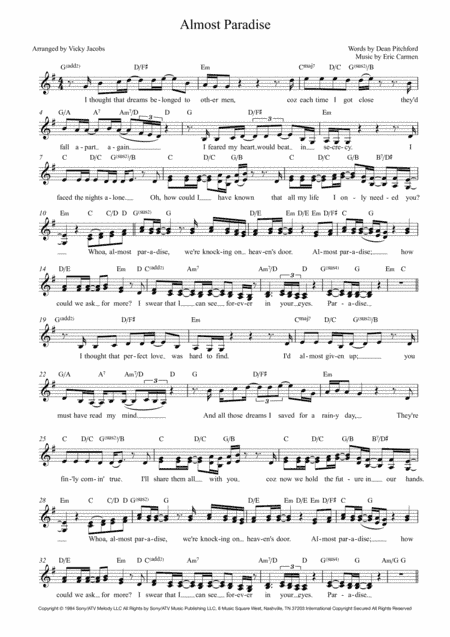 Almost Paradise (arr. Vicky Jacobs)