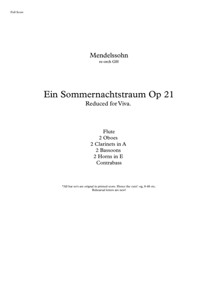 A Midsummer Night's Dream (Op. 61), Overture for Woodwind Ensemble (arr. ghmusicprep.com)