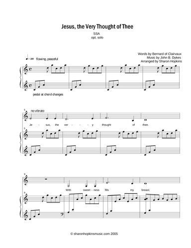 Jesus, the Very Thought of Thee (arr. Sharon Hopkins)