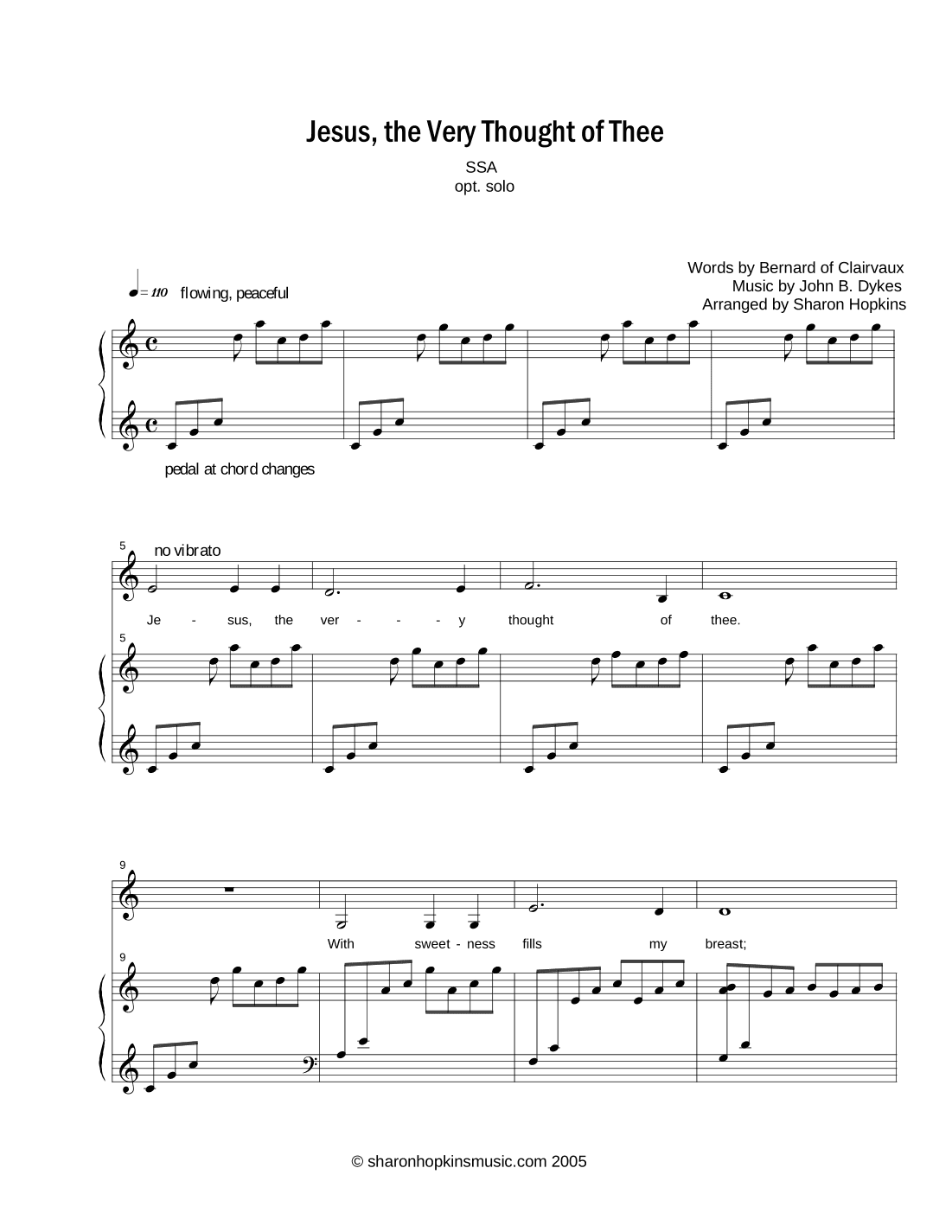 Jesus, the Very Thought of Thee (arr. Sharon Hopkins)
