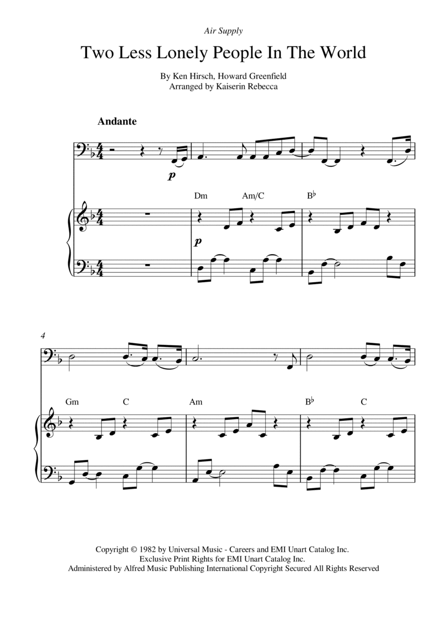 Two Less Lonely People In The World (arr. Kaiserin Rebecca)