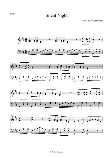 Silent Night for Easy Piano (arr. The Sheet Music Library)