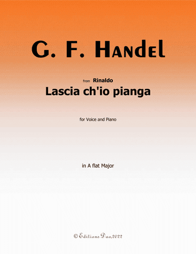 Lascia ch'io pianga, by Handel, in A flat Major (arr. Editions Dao)
