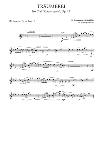 Traumerei from "Album for the Young" for Saxophone Ensemble (arr. Diego Marani)