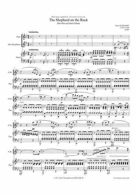 Shepherd on the Rock - Alto Sax, Flute and Piano (arr. Anne L Christopherson GRSM ARCM)