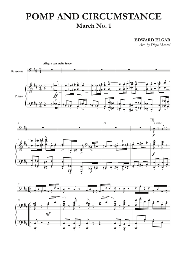 Pomp and Circumstance March No. 1 for Bassoon and Piano (arr. Diego Marani)