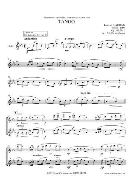 Tango - Solo Flute (lower) (arr. Anne L Christopherson GRSM ARCM)