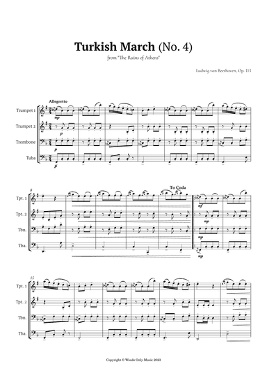 Turkish March by Beethoven for Brass Quartet (arr. Ander)