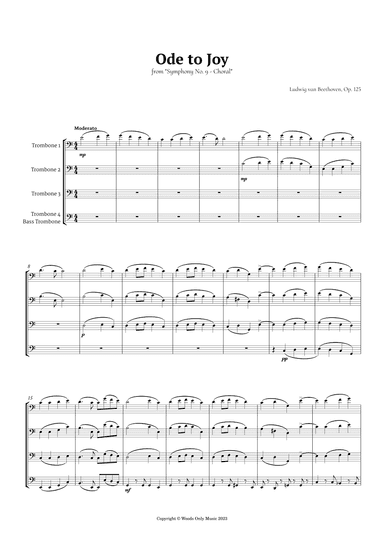 Ode to Joy by Beethoven for Trombone Quartet (arr. Ander)
